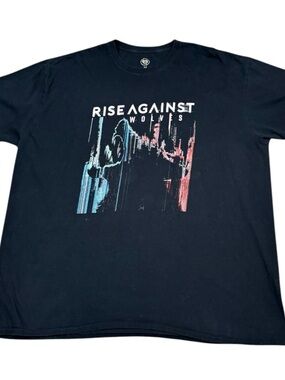 Rise Against Wolves 2017 Black Graphic Single Stitch Crew Neck Concert Tee 3X